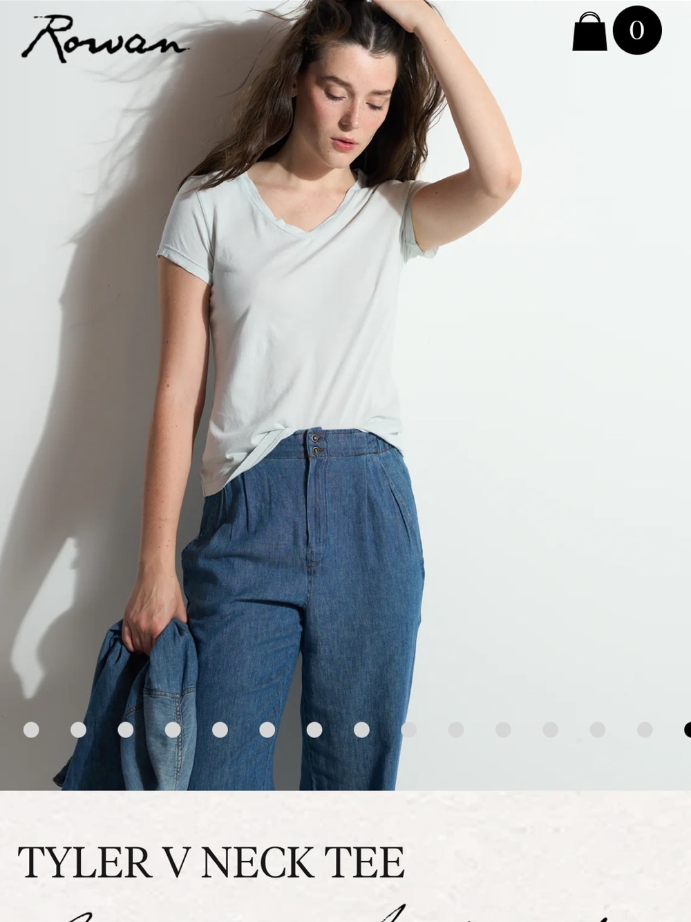 Rowan Tyler V-Neck Short Sleeve Tee in Light Blue L